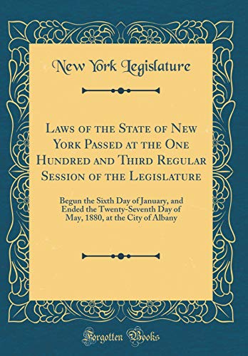 9780331241310: Laws of the State of New York Passed at the One Hundred and Third Regular Session of the Legislature: Begun the Sixth Day of January, and Ended the ... 1880, at the City of Albany (Classic Reprint)