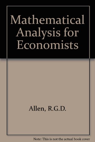 9780333078310: Mathematical Analysis for Economists