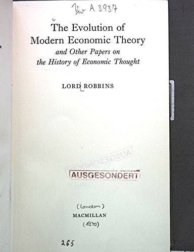 Imagen de archivo de The Evolution of Modern Economic Theory, and Other Papers on the History of Economic Thought a la venta por Better World Books