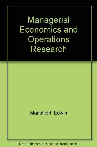 9780333129777: Managerial Economics and Operations Research