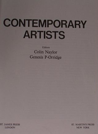 Stock image for Contemporary Artists for sale by Dogwood Books