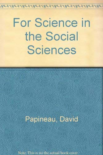 Imagen de archivo de For Science in the Social Sciences a la venta por AwesomeBooks