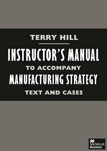 Instructor's manual to accompany Manufacturing strategy (9780333657409) by Terry Hill