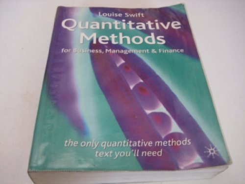 9780333920763: Quantitative Methods for Business, Management and Finance