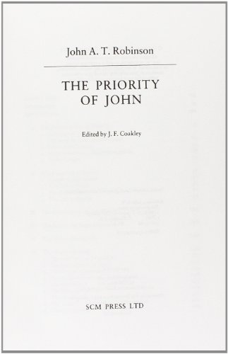 Beispielbild fr The Priority of John zum Verkauf von Better World Books