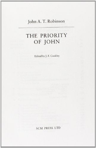 Stock image for The Priority of John for sale by Better World Books