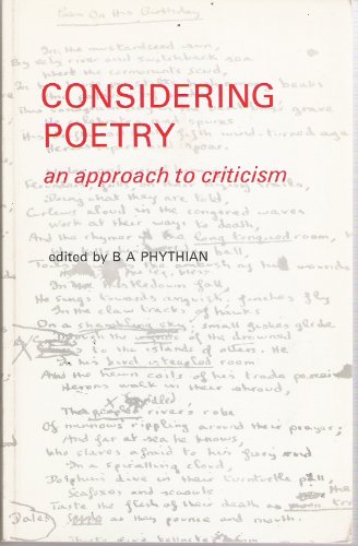 Beispielbild fr Considering Poetry: An Approach to Criticism (New School S.) zum Verkauf von WorldofBooks