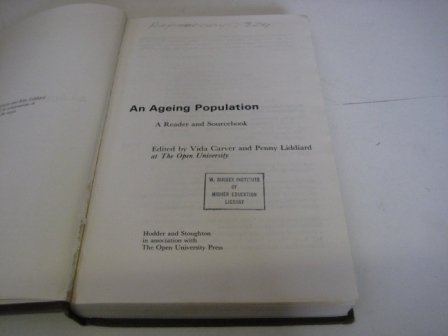 Beispielbild fr AN AGEING POPULATION. zum Verkauf von Cambridge Rare Books