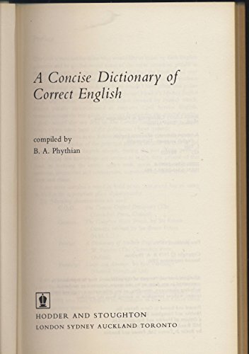 Beispielbild fr A Concise Dictionary of Correct English zum Verkauf von Reuseabook