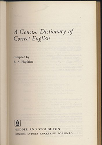 Stock image for A Concise Dictionary of Correct English for sale by AwesomeBooks