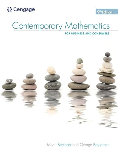Stock image for Contemporary Mathematics for Business & Consumers, 9th (MindTap Course List) for sale by Indiana Book Company