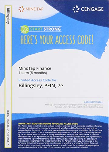 Stock image for MindTap for Billingsley/Gitman/Joenck's PFIN, 1 term Printed Access Card (MindTap Course List) for sale by Textbooks_Source