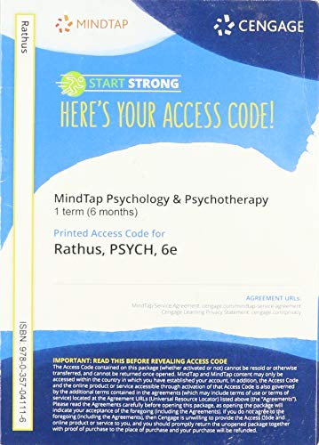9780357041116: MindTapV2.0 for Rathus' PSYCH, 1 term Printed Access Card
