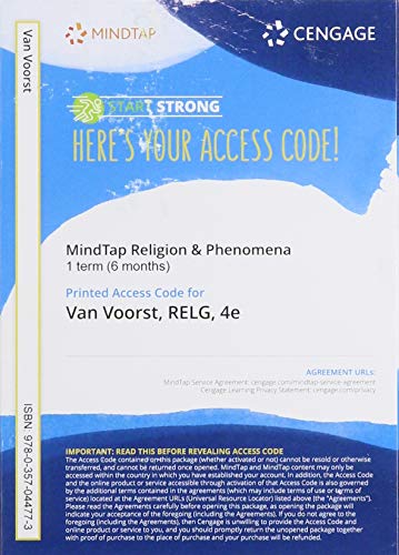 Imagen de archivo de MindTap Religion & Phenomena 1 tearm (6 months) Access Code for Van Voorst, RELG, 4e a la venta por BookHolders