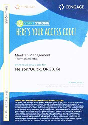 Beispielbild fr MindTap for Nelson/Quick's ORGB, 1 term Printed Access Card (MindTap Course List) zum Verkauf von A Team Books