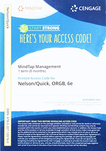 Stock image for MindTap for Nelson/Quick's ORGB, 1 term Printed Access Card (MindTap Course List) for sale by A Team Books