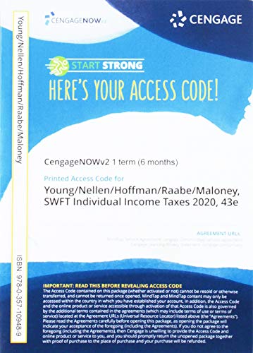 Beispielbild fr CengageNOWv2 for Young/Nellen/Hoffman/Raabe/Maloney's South-Western Federal Taxation 2020: Individual Income Taxes, 1 term Printed Access Card zum Verkauf von Bulrushed Books