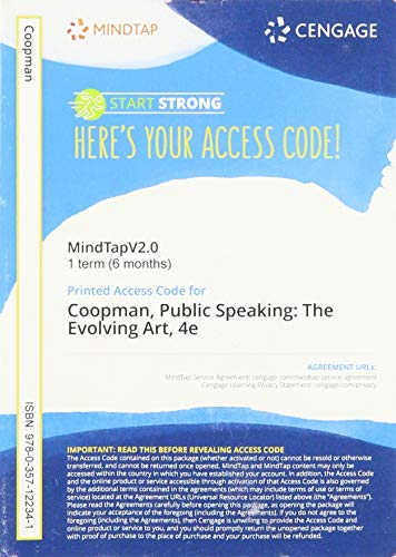 Imagen de archivo de MindTapV2.0 for Coopman/Lull's Public Speaking: The Evolving Art, 1 term Printed Access Card a la venta por Campus Bookstore