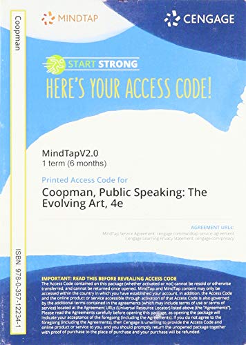 Stock image for MindTapV2.0 for Coopman/Lull's Public Speaking: The Evolving Art, 1 term Printed Access Card for sale by Campus Bookstore