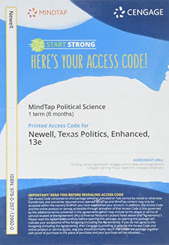 Stock image for MindTap for Newell/Prindle/Riddlesperger's Texas Politics: Ideal and Reality, Enhanced, 1 term Printed Access Card for sale by Buchpark