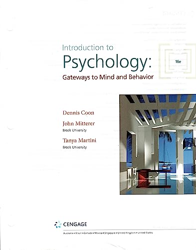 Stock image for Introduction to Psychology: Gateways to Mind and Behavior (16th Edition) Standalone Book for sale by Bulrushed Books