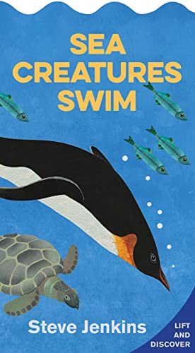 Beispielbild fr Sea Creatures Swim Shaped Board Book with Lift-The-Flaps : Lift-The-Flap and Discover zum Verkauf von Buchpark