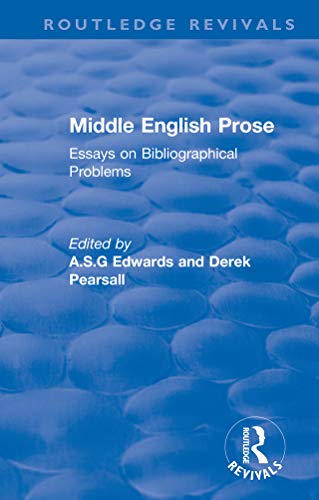 Beispielbild fr Middle English Prose: Essays on Bibliographical Problems zum Verkauf von Blackwell's