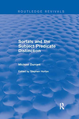 Stock image for Sortals and the Subject-predicate Distinction (2001) for sale by Blackwell's