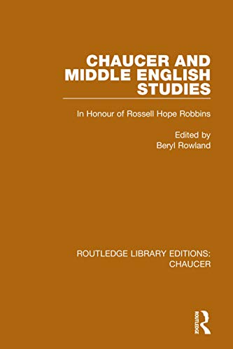 Stock image for Chaucer and Middle English Studies: In Honour of Rossell Hope Robbins for sale by Revaluation Books