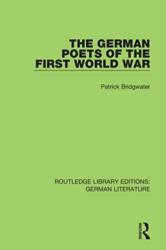 Imagen de archivo de The German Poets of the First World War a la venta por Blackwell's