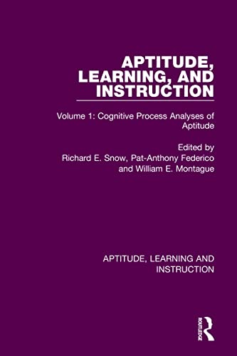Beispielbild fr Aptitude, Learning, and Instruction. Volume 1 Cognitive Process Analyses of Aptitude zum Verkauf von Blackwell's