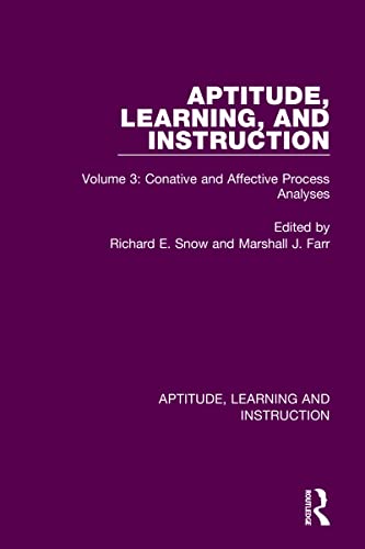 Beispielbild fr Aptitude, Learning, and Instruction. Volume 3 Conative and Affective Process Analyses zum Verkauf von Blackwell's