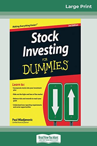 Stock image for Stock Investing for Dummies 16pt Large Print Edition for sale by PBShop.store US