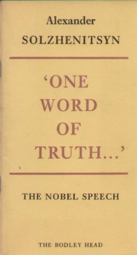 "One Word of Truth." The Nobel Speech on Literature 1970.