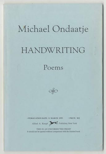 Handwriting: Poems (9780375705359) by Ondaatje, Michael