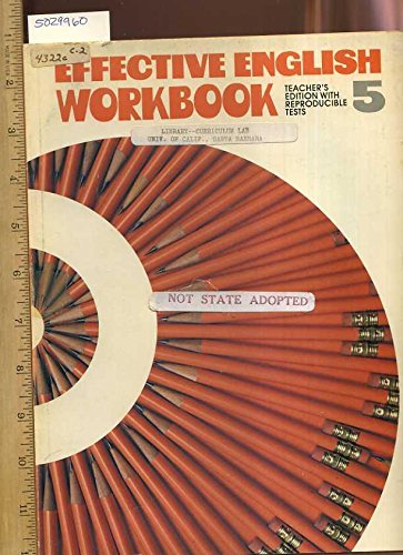 Imagen de archivo de Effective English Workbook : Teachers Edition with Reproducible Tests a la venta por Hawking Books