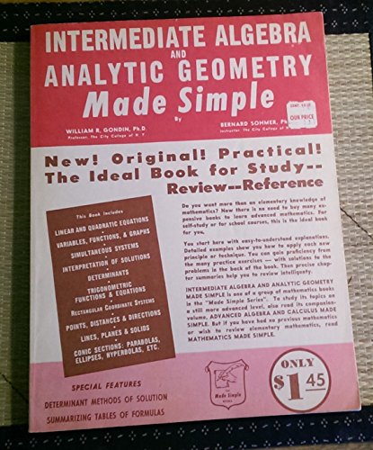 Beispielbild fr Intermediate Algebra and Analytic Geometry Made Simple zum Verkauf von Better World Books: West