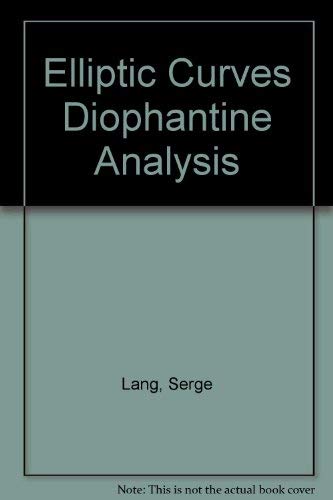 9780387084893: Elliptic Curves Diophantine Analysis