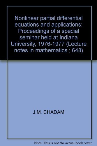 Nonlinear Partial Differential Equations and Applications: Proceedings of a Special Seminar, Held...