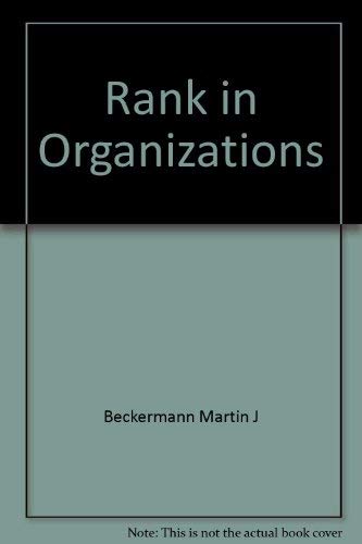 9780387090887: Rank in organizations (Lecture notes in economics and mathematical systems)