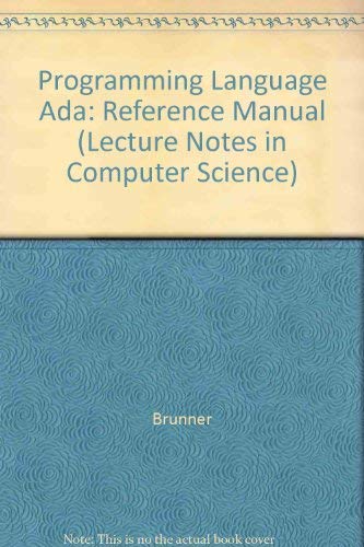 9780387106939: Programming Language Ada: Reference Manual (Lecture Notes in Computer Science)