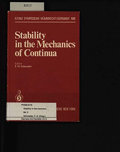 9780387114156: Stability in the Mechanics of Continua. 2nd Symposium, Numbrecht, Germany, August 31-September 4, 1981. International Union of Theoretical and Applied Mathematics