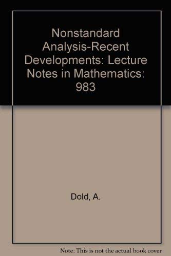 Stock image for Nonstandard Analysis-Recent Developments: Lecture Notes in Mathematics for sale by medimops