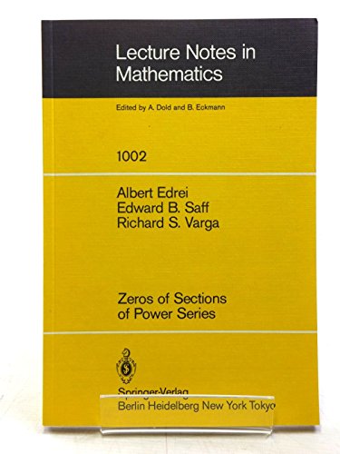9780387123189: Zeros of Sections of Power Series (Lecture Notes in Mathematics)