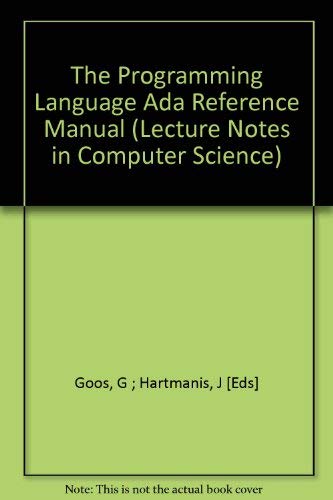 9780387123288: The Programming Language Ada Reference Manual (Lecture Notes in Computer Science)