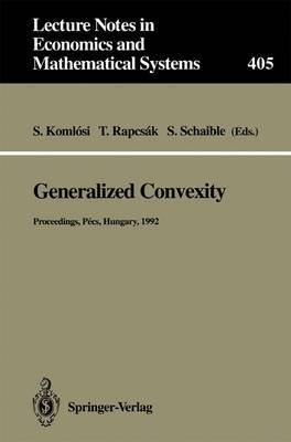 Stock image for Generalized Convexity for sale by Books Puddle