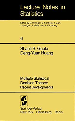 9780387905723: Multiple Statistical Decision Theory: Recent Developments (Lecture Notes in Statistics 6)
