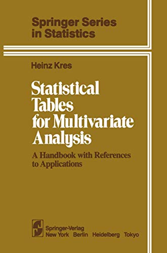 Statistical Table for Multivariate Analysis: A Handbook With References to Applications (Springer Series in Statistics) - Kres, Heinz; Translated By Peter Wadsack