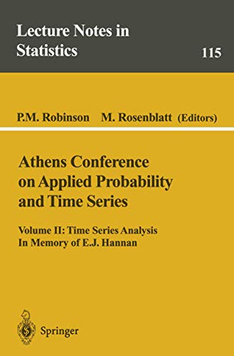 Imagen de archivo de Athens Conference on Applied Probability and Time Series Analysis a la venta por Better World Books