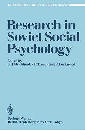 Stock image for Research In Soviet Social Psychology for sale by Basi6 International